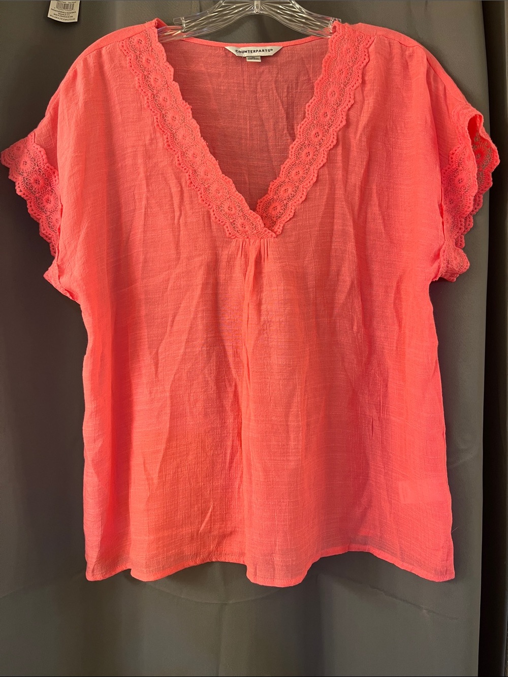 Counterparts Coral Lace-Trim V-Neck Tunic